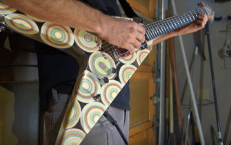 Burls Art Returns with a Flying V Made From Eight Mega Jawbreakers